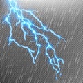 Lightning strike. Rain template with flash. EPS 10 Royalty Free Stock Photo