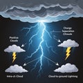 Lightning strike between storm clouds and ground thunderstorm Royalty Free Stock Photo