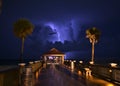 A lightning strikes captured from Clearwater beach pie Royalty Free Stock Photo