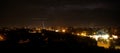 Summer lightning and a storm over the city from hot weather. Royalty Free Stock Photo