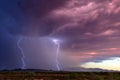 Lightning strikes from a monsoon thunderstorm Royalty Free Stock Photo
