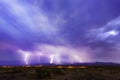 Multiple lightning Strikes in dark blue sky Royalty Free Stock Photo