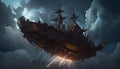 lightning strikes a mysterious ship floating in the sky