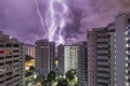Lightning strikes over HDB flats in Singapore Royalty Free Stock Photo