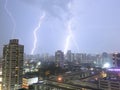 Lightning strikes over Toa Payoh Central in Singapore Royalty Free Stock Photo