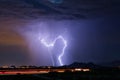 Lightning strikes during a thunderstorm in Tucson, Arizona Royalty Free Stock Photo