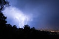 Lightning striking the ground with intensity