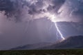 Lightning striking a mountain