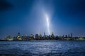 Lightning striking New York City skyscrapers at twilight in Midtown Manhattan Royalty Free Stock Photo