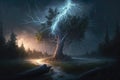 Lightning Struck Trees. Generative AI