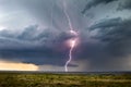 Lightning from a supercell thunderstorm Royalty Free Stock Photo