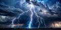 Lightning Thunder Cloud Dark Cloudy Sky AI Generative Royalty Free Stock Photo