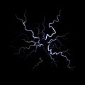 Lightning. Thunder flash electricity spark blow light, thunderstorm on black background. White glowing thunder light Royalty Free Stock Photo