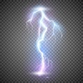 Lightning. Thunder storm realistic lightning. Magic and bright light effects. Vector Illustration isolated on transparent Royalty Free Stock Photo