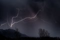 Lightning and thunder in a thunderstorm on a summer night