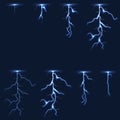 Lightning, thunderbolt fx animation frames sprite vector illustration