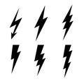 Lightning thunderbolt icon vector.Flash symbol illustration.Lighting Flash Icons Set. Flat Style on Dark Background.Black silhouet Royalty Free Stock Photo