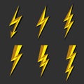 Lightning thunderbolt icon vector.Flash symbol illustration.Lighting Flash Icons Set. Flat Style on Dark Background.Silhouette and Royalty Free Stock Photo