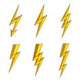 Lightning thunderbolt icon vector.Flash symbol illustration.Lighting Flash Icons Set. Flat Style on white Background.Silhouette an Royalty Free Stock Photo