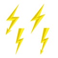Lightning thunderbolt icon vector. Flash symbol illustration. Lighting Flash Icons Set. Flat Style on White Background. Silhouette Royalty Free Stock Photo