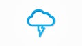 Lightning, thunderstorm cloud, weather realistic icon. 3d line vector illustration. Top view