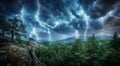 Lightning thunderstorm flash in the mountains. Concept on topic Royalty Free Stock Photo