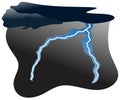 Lightning thunderstorm flash at night sky vector drawing