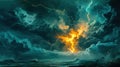 Lightning thunderstorm flash over the night sky. Concept on topic weather, cataclysms (hurricane, Typhoon, storm Royalty Free Stock Photo