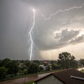 Lightning and thunderstorm flash with raining background Royalty Free Stock Photo