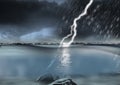 Lightning during thunderstorm Royalty Free Stock Photo