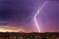 Lightning and thunderstorm at sunset Royalty Free Stock Photo