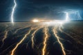 Lightning and thunderstorm supercell flash natural disaster fantasy apocalyptic wallpaper. Massive tornado cataclysms