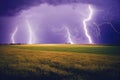 Lightning and thunderstorm supercell flash natural disaster fantasy wallpaper. Massive tornado cataclysms, hurricane