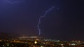 Lightning and thunderstorm on the Tigullio Gulf - Chiavari - Italy Royalty Free Stock Photo