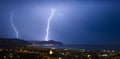 Lightning and thunderstorm on the Tigullio Gulf - Chiavari - Italy Royalty Free Stock Photo