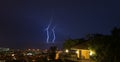 Lightning and thunderstorm on the Tigullio Gulf - Chiavari - Italy Royalty Free Stock Photo