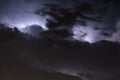 Lightning and thunderstorm on the Tigullio Gulf - Ligurian sea - Chiavari - Italy Royalty Free Stock Photo