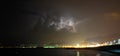 Lightning on Tigullio gulf. Lavagna. Liguria. Italy Royalty Free Stock Photo