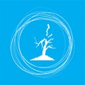 Lightning and tree icon on a blue background with abstract circles around place for your text. Royalty Free Stock Photo