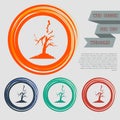 Lightning and tree icon on the red, blue, green, orange buttons for your website design with space text. Royalty Free Stock Photo