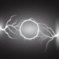 Lightning vector round text frame on transparent background