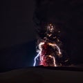 Lightning from volcano ash cloud. Royalty Free Stock Photo