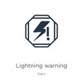 Lightning warning icon vector. Trendy flat lightning warning icon from signs collection isolated on white background. Vector