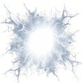 Lightning web spreading across the frame, electrifying trap spell by a wizard, on white.