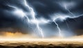 Lightnings during a storm in the countryside - Generative AI Royalty Free Stock Photo