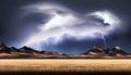 Lightnings during a storm in the countryside - Generative AI Royalty Free Stock Photo