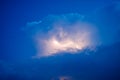 Lightnings in storm clouds. Peals of a thunder and the sparkling lightnings in clouds