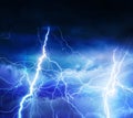 Lightnings, thunder and rain during summer storm Royalty Free Stock Photo