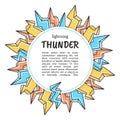 Lightnings vector banner in doodle and sketch style. Hand drawn poster for printing, postcard