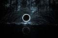 Lightpainting in forest Royalty Free Stock Photo